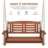 ZNTS 112*53*52cm 500lbs With Chain Double Wooden Swing Reddish Brown 97242072