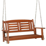 ZNTS 112*53*52cm 500lbs With Chain Double Wooden Swing Reddish Brown 97242072