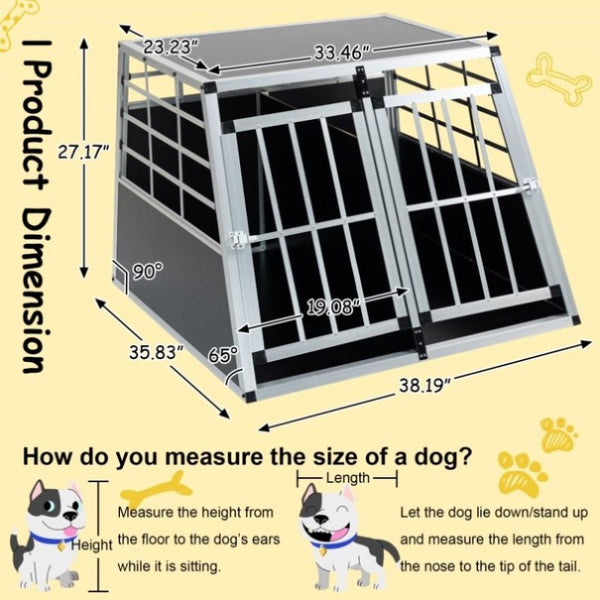Double Doors Pet Car Transport Cage Aluminium Puppy Travel Crate