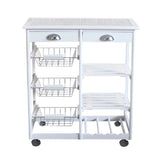 ZNTS Kitchen & Dining Room Cart 2-Drawer 3-Basket 3-Shelf Storage Rack with Rolling Wheels 81068821