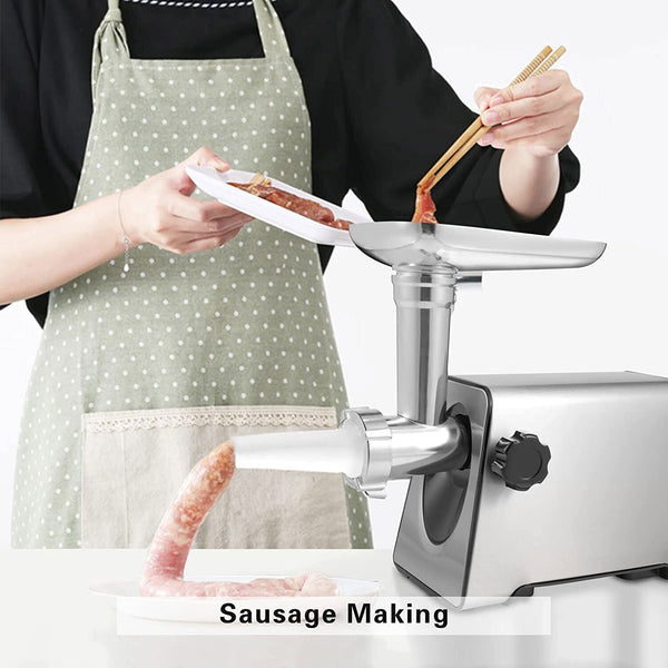 Manual Meat Grinder - Mincer w 2 Stainless Steel Plates, Sausage  Attachment, Press, Heavy Duty Suction Base and Dishwasher Safe Design- Make  Suasage