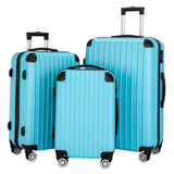 ZNTS Luggage 3 Piece Set Suitcase Spinner Hardshell Lightweight TSA Lock Blue 49637083