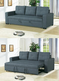 ZNTS Sofa w Pull out Bed Convertible Sofa in Blue Grey Polyfiber HS00-F6532