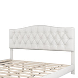 ZNTS Upholstered Platform Bed with Saddle Curved Headboard and Diamond Tufted Details, King, Beige WF294420AAA