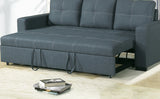 ZNTS Sofa w Pull out Bed Convertible Sofa in Blue Grey Polyfiber HS00-F6532