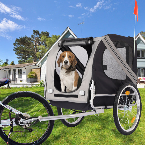 ZNTS Dog Bike Trailer, Breathable Mesh Dog Cart with 3 Entrances, Safety  Flag, 8 Reflectors, Folding Pet W32191047