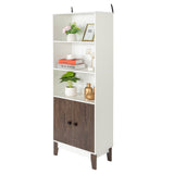 ZNTS 4 Tier Bookcase Storage Cabinet,Wooden Bookshelf with 2 Doors and 3 Shelves, Free Standing Floor 42370180