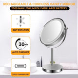 ZNTS 8-inch Makeup Mirror with Lights, Double Sided 1X/10X Magnifying Mirror, 3 Color Lighting Dimmable W1627133570