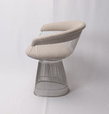 ZNTS Lovise Wire Dining Chair - Stainless Steel Frame & Light Grey Wool/Cashmere YT020-N-STEEL-WHEAT-YT8007