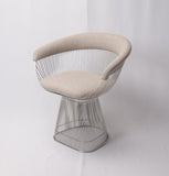 ZNTS Lovise Wire Dining Chair - Stainless Steel Frame & Light Grey Wool/Cashmere YT020-N-STEEL-WHEAT-YT8007