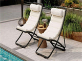 TREXM 2-Pieces Outdoor Folding Chair, Rattan-Wrapped Patio Chair with Adjustable Backrest, Thick N715P428435D
