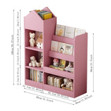 Pink Kids Wooden Bookshelf Toy Storage Organizer with Bookcase, Kid's Bin Storage Unit with 6 W2876P233556