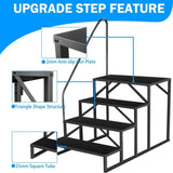 RV Stairs 4 Step Ladder, RV Steps Anti-Slip, Hot Tub Steps with Handrail, 660 lbs RV Ladder for 5th 81414277