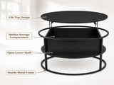 Lift-Top Coffee Table Round Center Table with Hidden Compartment Storage Shelf for Living Room, 55464142