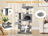 44" Multi-Level Cat Tree with Spacious Top Perch, 2-Door Condo & Hammock for Indoor Cats -Light Gray 72256663