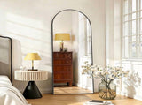 59"x16" Arched Full Length Mirror Freestanding Full Body Floor Mirror, Black 01099896