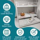 Heavy-duty Sturdy Meta Twin over Twin Bunk Bed/l/ Noise Reduced/ Safety Guardrail/No Box Spring W1935P300342