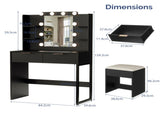 Black particleboard with a melamine finish, 2 drawers, 4 shelves, a dressing table set with 10 12668950