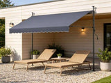 98" Manual Retractable Patio Awning, Height Adjustable Sunshade Canopy with Crank Handle, for 88958549