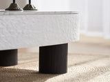 Oval Coffee Table with Faux Marble Tabletop, Mid Century Modern Coffee Table with Hidden Drawer and W3040P382324