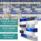48 Pcs Blue Gray Marble Effect PVC Self-Adhesive Kitchen Backsplash Tiles In Marble Water Resistant 96621934