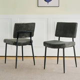 Modern Grey simple dining chair Fabric Upholstered Chairs home bedroom stool back dressing chair W210132726