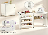 Folding Sewing Table Charging Station & Beginner Mini Sewing Machine Set, Mobile Craft Desk 50636241