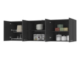 Shelton 59-inch Two Center Glass Doors Wall Cabinet Black Wengue B06280518