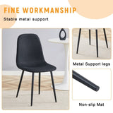Luxury Simple Chair - Set of 4 BLACK Linen-Cotton Material High Resilience Dining Chair with Metal W1151P262623