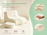 1 PC Kids Modular Sofa Set, 1 Table & 2 Chairs with 2 Round Cushions, White Corduroy Kids Sofa 87109911