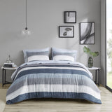 King Stripe Comforter Set with Bed Sheets B03599095
