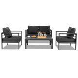 Aluminum Patio Furniture Set, 4 Pieces Modern Outdoor Conversation Set Sectional Sofa with Cushion 75618099