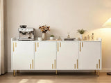 White 4-Door Buffet Storage Cabinet with Push-to-Open Soft Close Doors, Adjustable Metal Legs 88334688