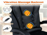 Vibration Massage Office Chair with Retractable Footrest, 90&deg-135&deg Reclining PVC Leather 34818232