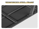 Black Outdoor Patio Bar Table with Multi-Tier Storage Shelves & Wine Glass Rack, Iron Bar Table, 110 35459775
