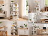 4-Tier Rotating Bookshelf, 360&deg Spinning Bookcase with Safety Guard, Space-Saving PVC Storage for 29703339