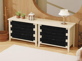 3 Drawer Buffet Sideboard with Adjustable Shelves, Storage Cabinet with Hand-woven rope decorated W688P237931