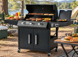 46,000 BTU Gas with Side Burner, 31 Burner Stand-Up Black Iron BBQ, Porcelain Enamel 32776073