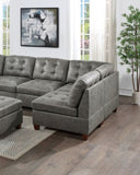 ZNTS Living Room Furniture Tufted Armless Antique Grey Breathable Leatherette 1pc Cushion Armless B011127812