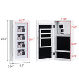 ZNTS Simple PVC Wood Grain Coating Photo Storage Damp-proof Jewelry Mirror Cabinet White 43628308