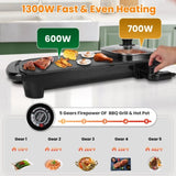 ZNTS 2 in 1 Hot Pot with Grill, Electric Hot Pot 2 in 1 Hot Pot BBQ Grill, Removable Hotpot Pot 1300W 44812159