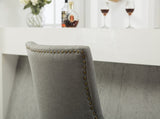 Grey Button Tufted Solid Wood Wingback Hostess Chairs with Nail Heads Set of 2 T2574P164607