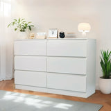 6 Drawer White Dresser, Modern Dresser for Bedroom Spacious Countertop, Wood Storage Cabinet W3204P318437