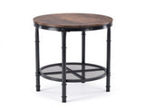 Round 2-Tier Side Table, 19.7" x 19.7" x 24", Melamine MDF & Metal Frame, 45187043