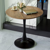 31.5" Walnut color Round Dining Table, Tulip Table Kitchen Dining Table 2-4 People with MDF Table W2189P303505