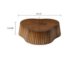 31.5" Scalloped Coffee Table, Fluted Wood Coffee Table with Wood Veneer Top and Solid Pine Slat W3158P537756