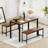 ZNTS Dining Table Set, Bar Table with 2 Dining Benches, Table Counter with Chairs, Industrial for W1668P143137