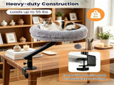 Gray ClampOn Desk Cat Bed Perch, 360&deg Rotatable Elevated Cat Bed with Removable Faux Fur Cover & 17317024