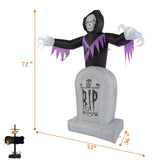 ZNTS 8ft Garden 3pcs LED String Lights Grim Reaper and Grave Inflatable Halloween Decoration 52188395