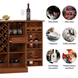 ZNTS 41.9" Home Bar Cabinet, Industrial Walnut Rattan Door Fold Out Bar Cabinet with Storage Bar Table WF325261AAY